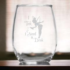 Tinkerbell Fairy Wine Lovers Glass with pixie dust design