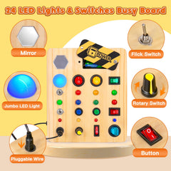 12 LED lights and 12 buttons on TINTECUSA Busy Board