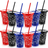 Tioncy red spider cups 16 oz with lids and straws