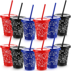 Tioncy red spider cups 16 oz with lids and straws