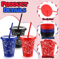 Tioncy blue spider cups 16 oz with lids and straws