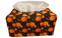 Tissue Box Cover rectangle pumpkins acorns fall leaves fabric decor
