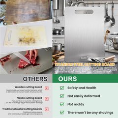 Double-sided titanium cutting board for meats fruits and vegetables