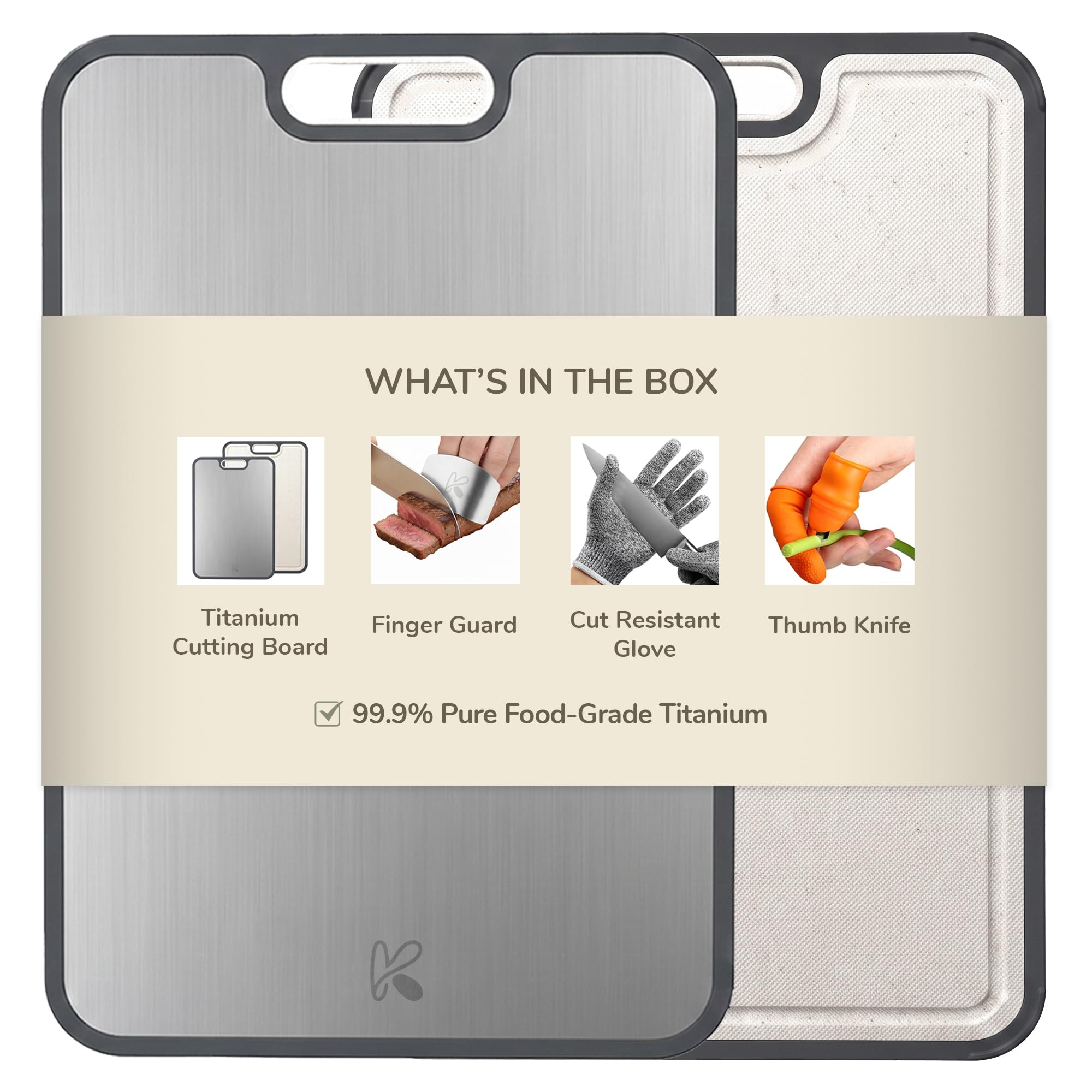 titanium cutting board double sided 15x10 surface