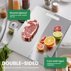 Knife-friendly titanium cutting board preserves blade sharpness
