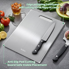 Rapid thawing titanium cutting board speeds meal prep