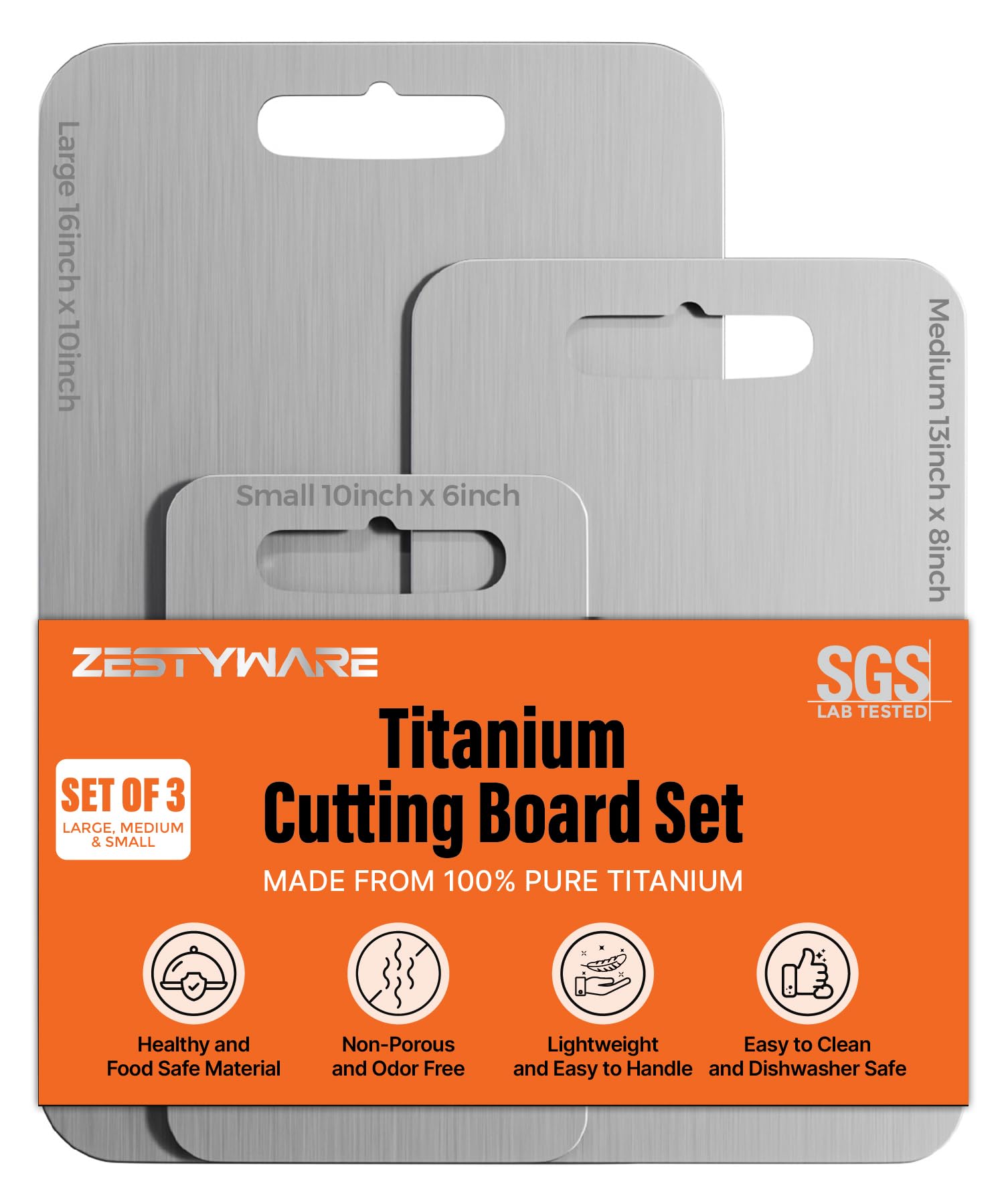 Titanium Cutting Board Set of 3 non toxic surface image