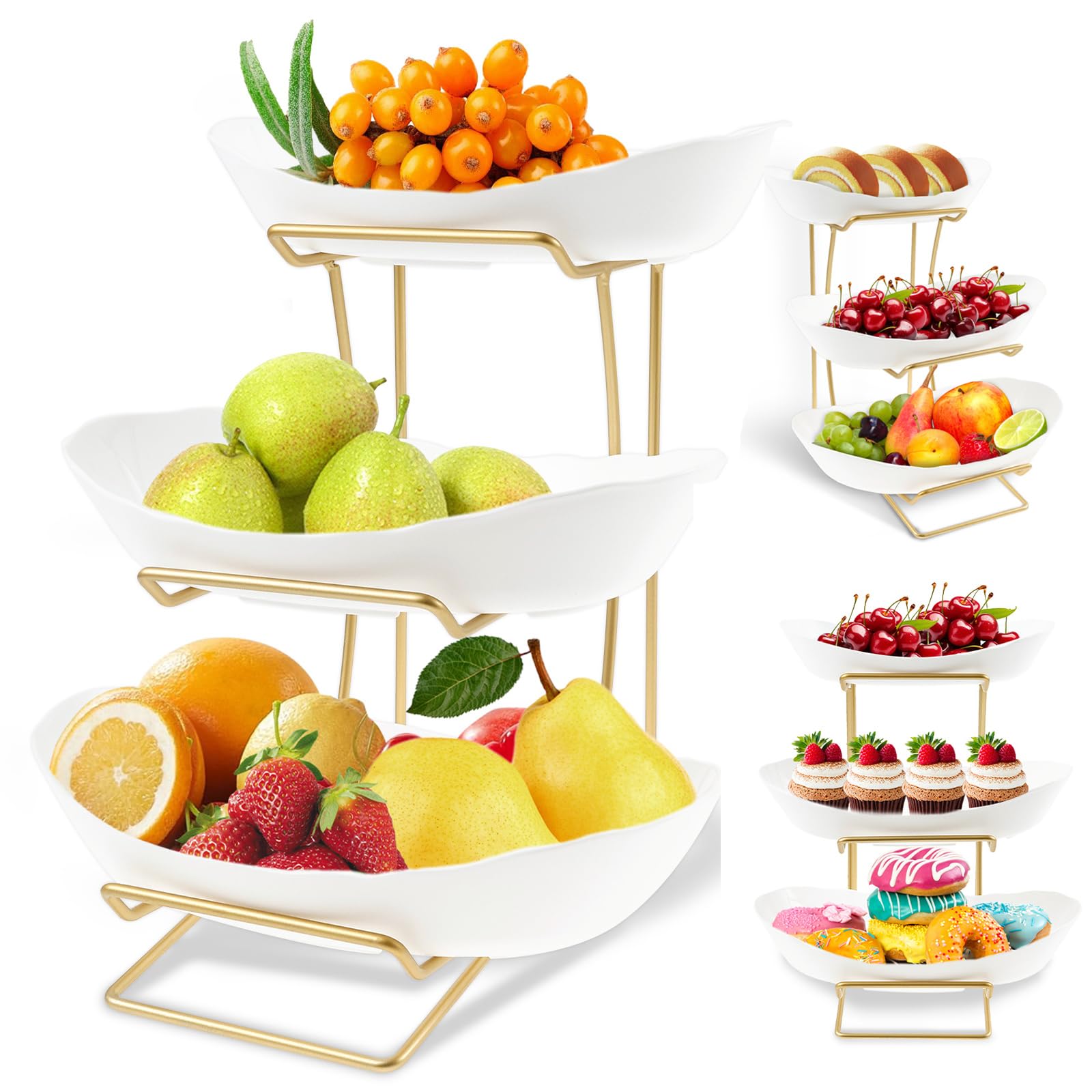 TKSDWBLTY plastic fruit bowl with metal stand on kitchen counter
