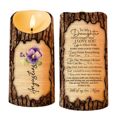 To My Daughter Pride And Joy Forever With Flowers LED Candle front view