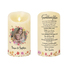 to my granddaughter led candle name photo