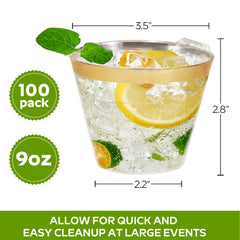 Disposable clear cups Tobvory 9oz 100 pack
