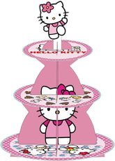 TOCKFIT kitty themed party supplies three tier cupcake stand with topper