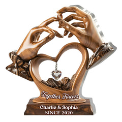 Together Forever personalized acrylic plaque two hands reaching heart design