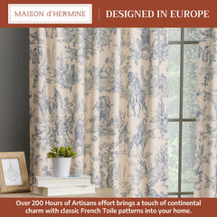 Toile print cotton curtain 50x96 panel