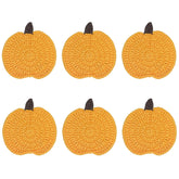 Tokatan crochet pumpkin coaster set of 6 on wooden table