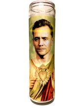 Tom Hiddleston celebrity parody devotional candle white 8 inch height