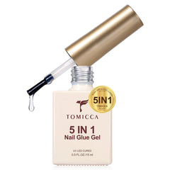 TOMICCA 5-in-1 Nail Glue for Press Ons bottle with brush
