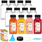 TOMNK 12-pack 8oz plastic juice bottles with caps set