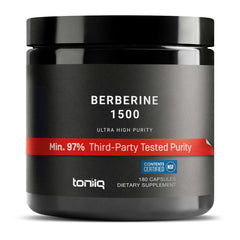 Toniiq Berberine HCl bottle label indicating 97% purity