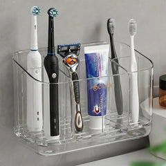 Toothbrush Holder 5 slots wall mounted in clear acrylic
