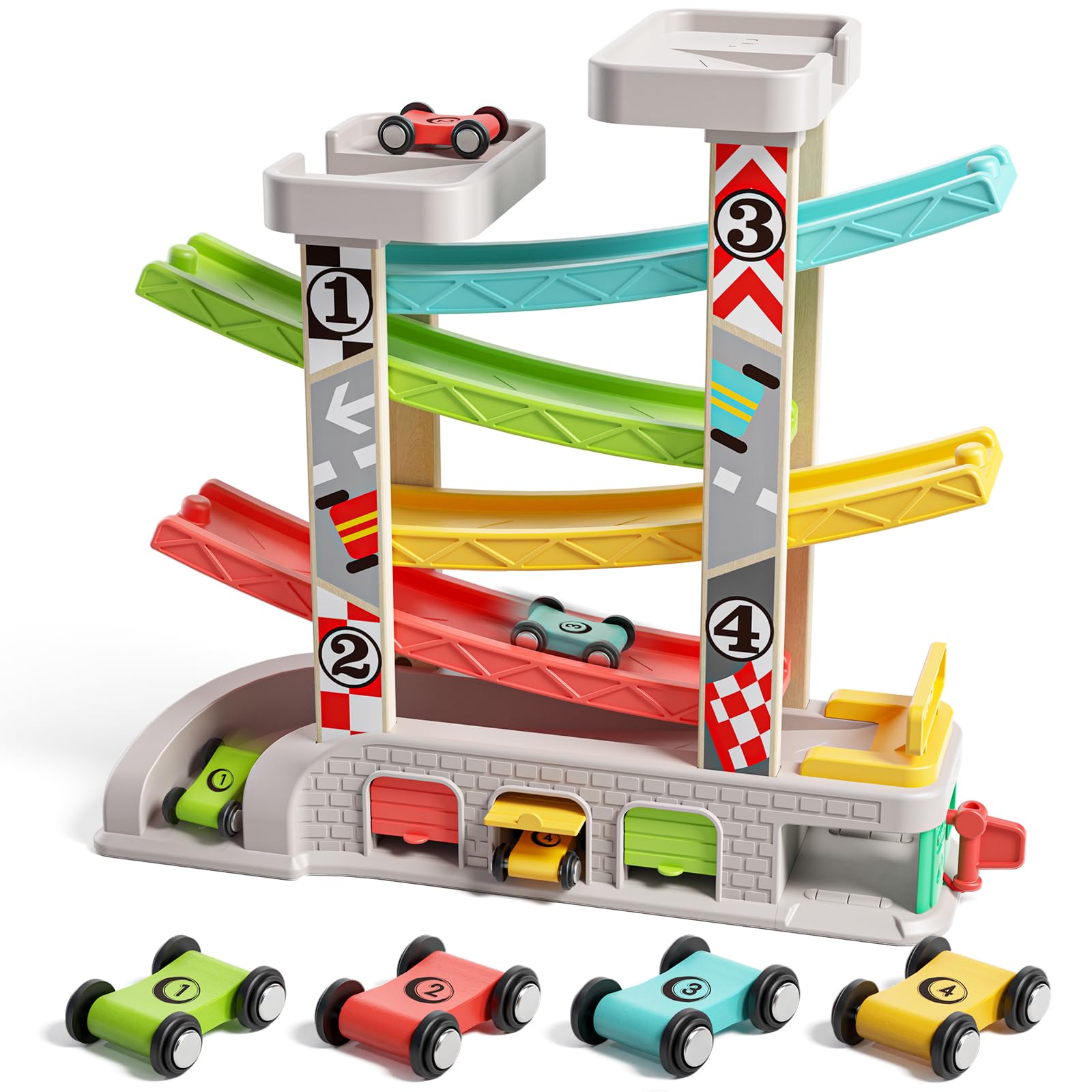 Top Bright car ramp toys product image showing layout of ramps and cars