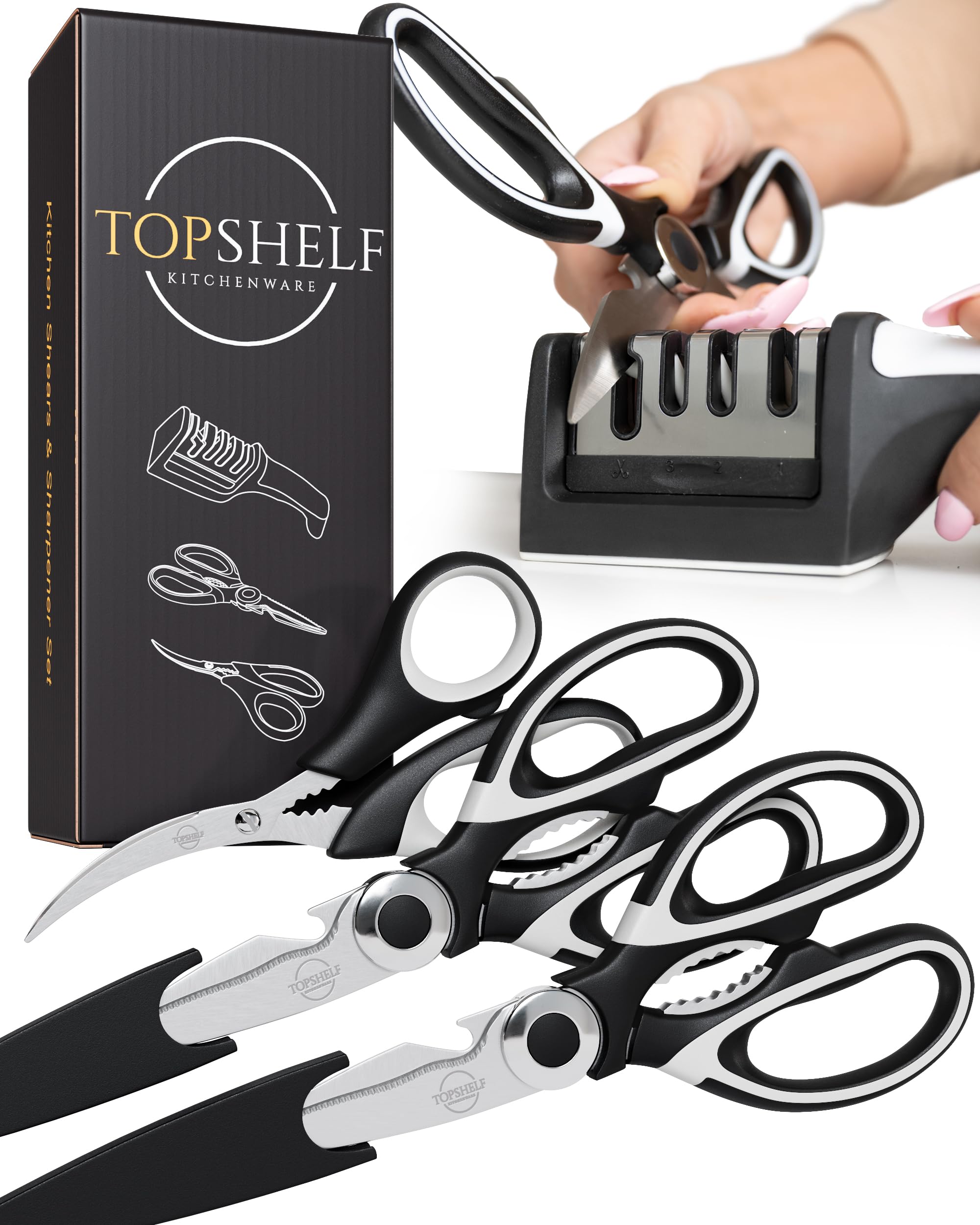 TopShelf Kitchenware heavy duty shears with sharpener product close up