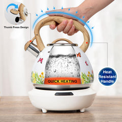 Loud whistle tea kettle for stovetops 18/8 stainless steel