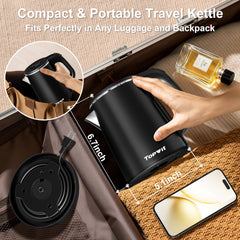 Portable travel kettle with storable cord by TOPWIT