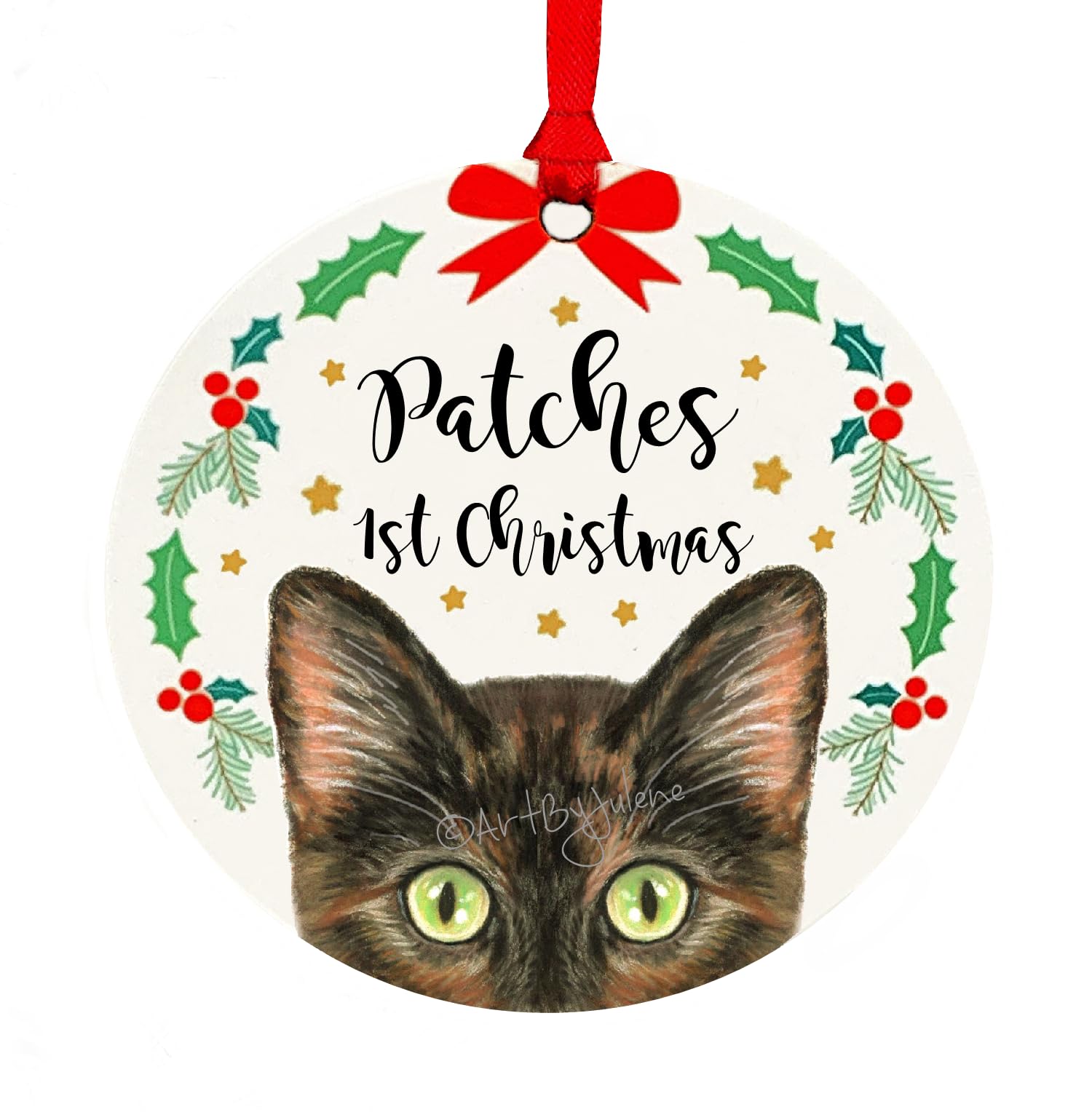 Tortie cat Christmas ornament 4 inch design 1