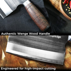 Ergonomic arc finger guard on ToughEdge cleaver