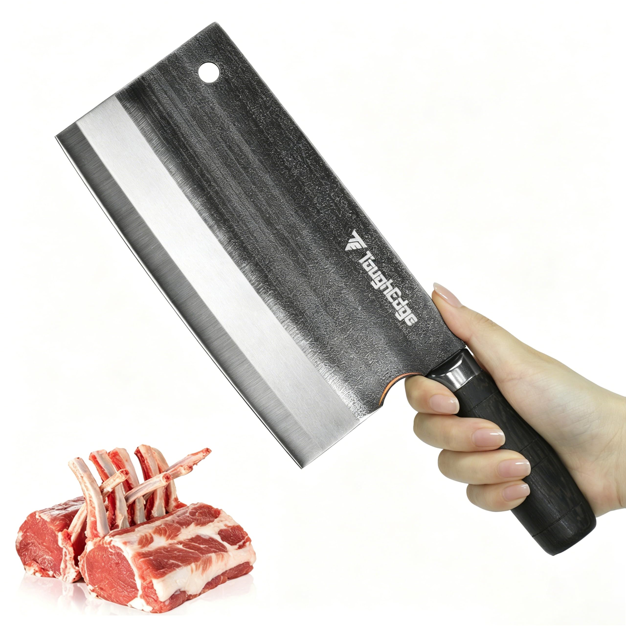 ToughEdge Meat Cleaver Knife with 7.67 inch blade and Wenge wood handle