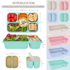 Wheat straw BPA free lunch box with sauce containers