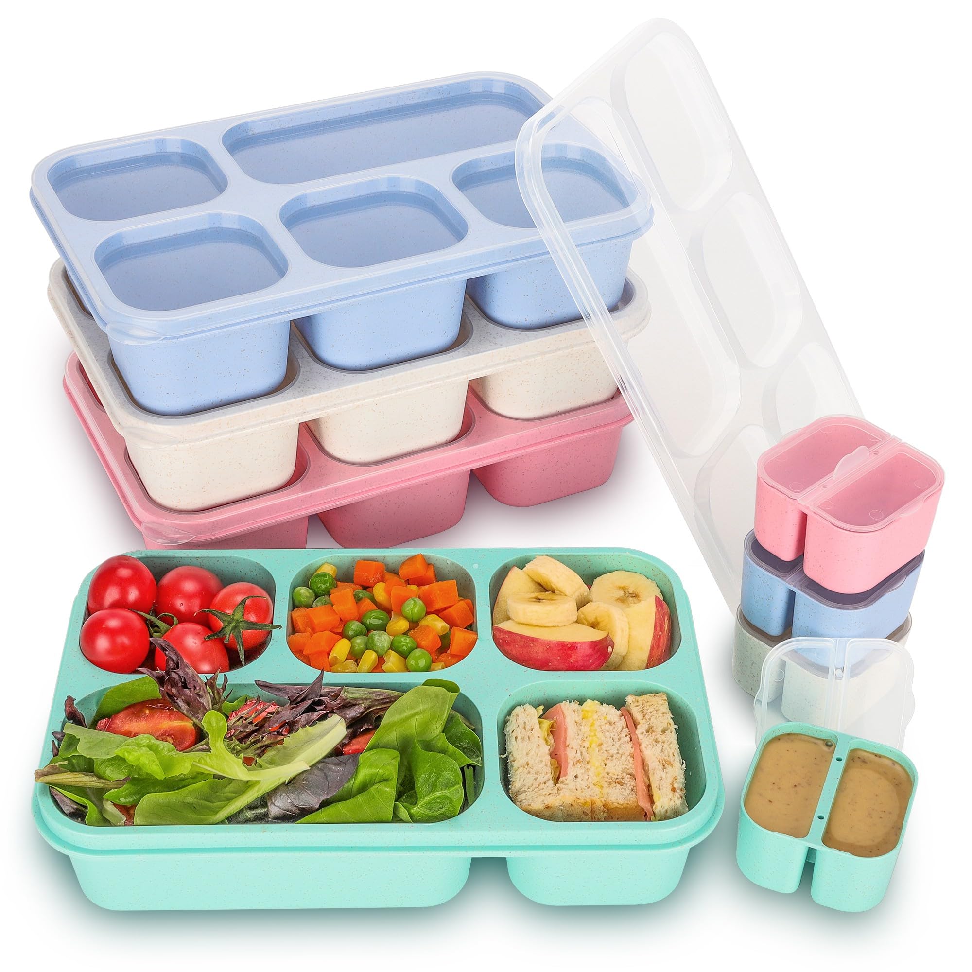 TOUWMX Bento Box 4 pack 5 compartments adult lunch box