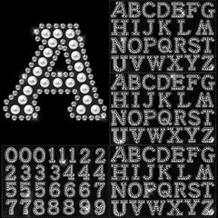 Towfed pearl rhinestone letter stickers white 2 inch alphabet set