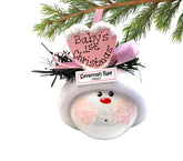 Townsend Custom Gifts baby girl first christmas ornament pink fleece hat wood heart