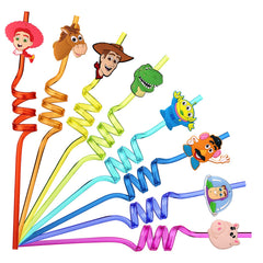 Toy Inspired Story straw set 24pcs with colorful character patterns