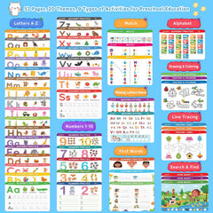 52-page activity workbook with pen control tracing and search-and-find puzzles