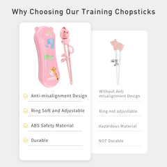 Kids chopsticks with adjustable silicone ring design