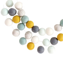 Tranquil Mint garland with 28 1-inch wool felt balls by Sheep Farm Felt