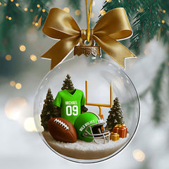 Football ornament customization with jersey number on front