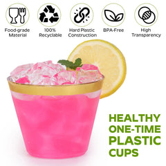 PS plastic cup with gold glitter 9 oz