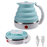 Travel foldable electric kettle 600ml blue front view