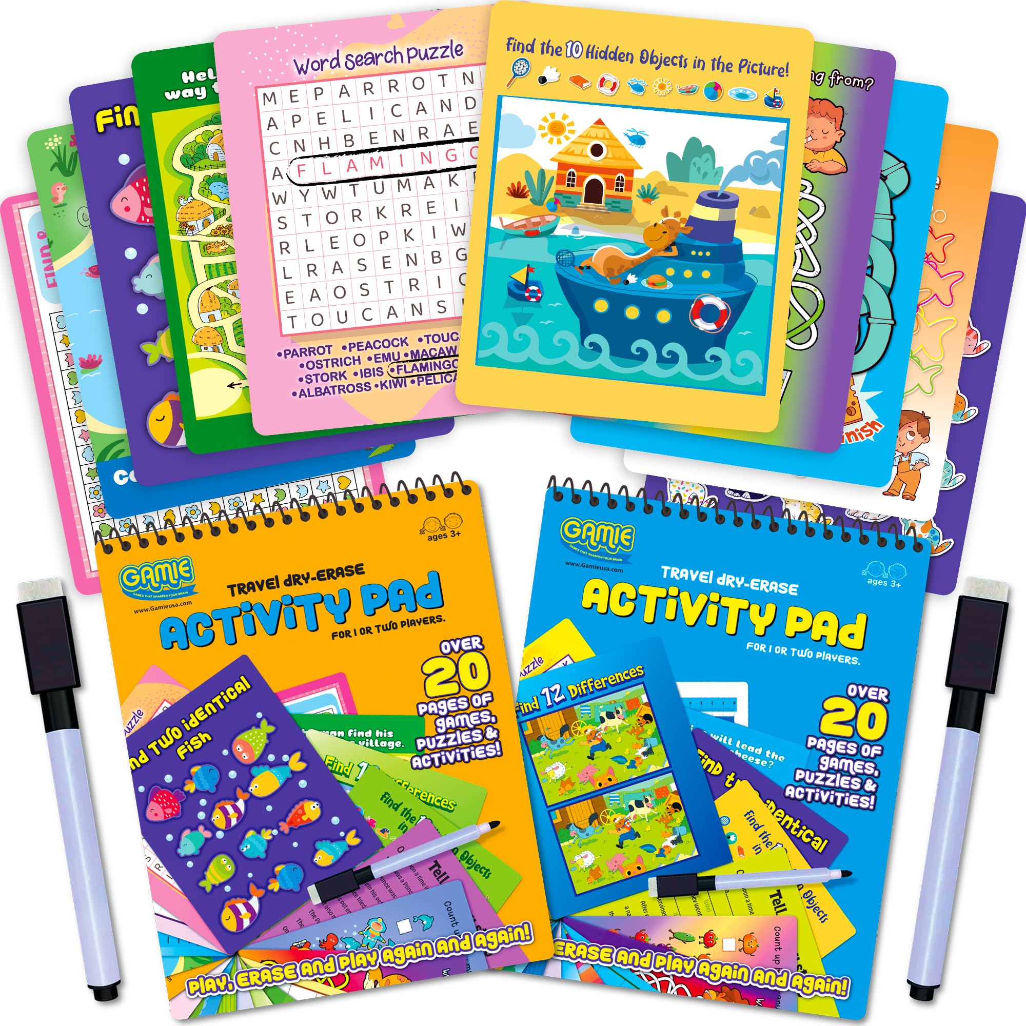 Travel Reusable Activity Books 2 Pack for kids ages 4–8