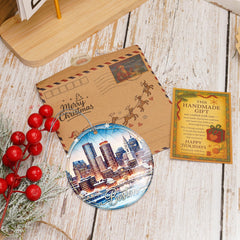 Travel Souvenir Ornament with Boston city skyline theme
