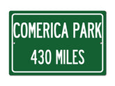 TravelSigns Personalized distance sign Comerica Park aluminum high gloss