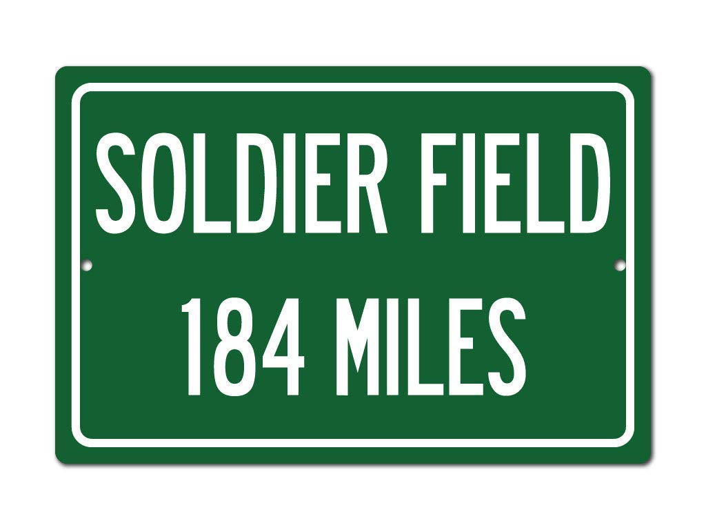 TravelSigns personalized highway distance sign to Soldier Field aluminum