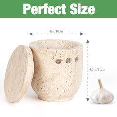 Handmade Travertine Garlic Holder with ventilation design