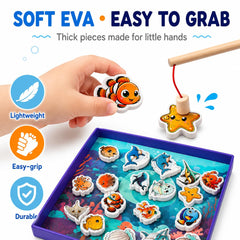 Two wooden fishing rods for 2-player TRAVOFUN game