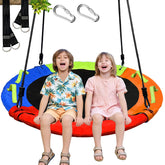 40 inch saucer swing with 900lb capacity mounted on a tree in backyard