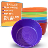 TRENDO 12 Pack Kids Bowls 10 oz colorful toddler bowls for meals